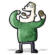 cartoon man eating donuts N2