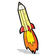 cartoon rocket pencil
