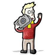 cartoon waving photographer