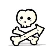 cartoon skull and crossbones arrow symbol