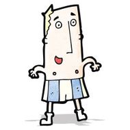 cartoon happy man in socks and underwear