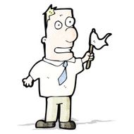 cartoon man waving white flag N16