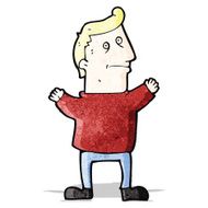 cartoon man raising arms