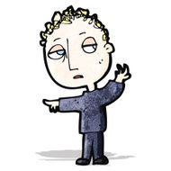 cartoon bored boy gesturing to follow