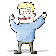 cartoon hallucinating man