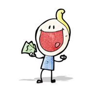 cartoon boy with cash