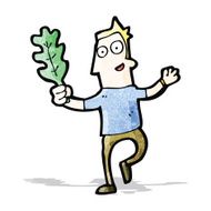 cartoon man with leaf N3
