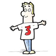 cartoon man in shirt with number three