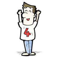 cartoon man in shirt with number four N2