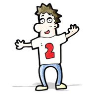cartoon man in shirt with number two N2