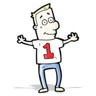 cartoon man in shirt with number one N2