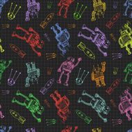 Vector hand draw robot on exersize book Eps10