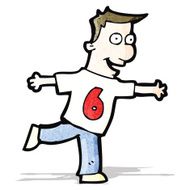 cartoon man in shirt with number six N2