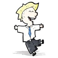 cartoon laughing school boy