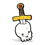 dagger in skull cartoon