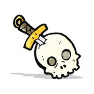 dagger in skull cartoon N2