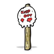 spooky skull signpost cartoon