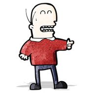 cartoon bald man pointing and laughing N2