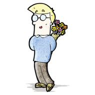 cartoon man with flowers N4