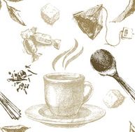 hand drawn tea seamless