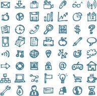 Blue business hand drawn doodles highligher icons