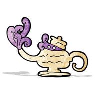 cartoon genie in bottle