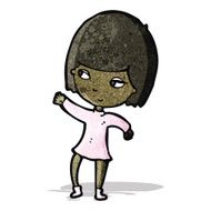 pretty girl pointing cartoon