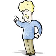 cartoon mustache man with idea
