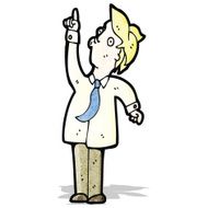 cartoon office guy pointing upwards