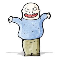 cartoon happy bald man