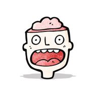 cartoon man with exposed brain
