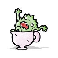 cartoon monster in teacup