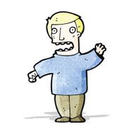cartoon nervous man waving