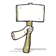 cartoon hand holding sign post