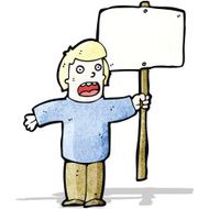 cartoon protester with sign
