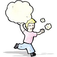 cartoon man carrying cloud