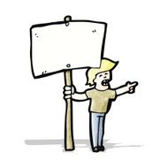 cartoon protester with sign N7