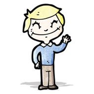 happy boy waving cartoon