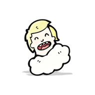 cartoon man with head in clouds