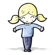 happy blond girl cartoon