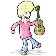 cartoon hippie guitar player