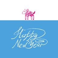 happy new year design card with goat or sheep chinese