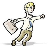 cartoon man rushing around