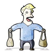 cartoon man carrying bags