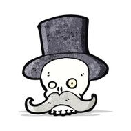 cartoon skull with mustache N3