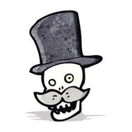 cartoon skull with mustache N4