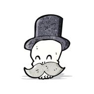 cartoon skull with mustache N6