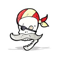 cartoon pirate skull with mustache