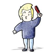 cartoon man combing hair N4