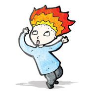cartoon boy with flaming hair
